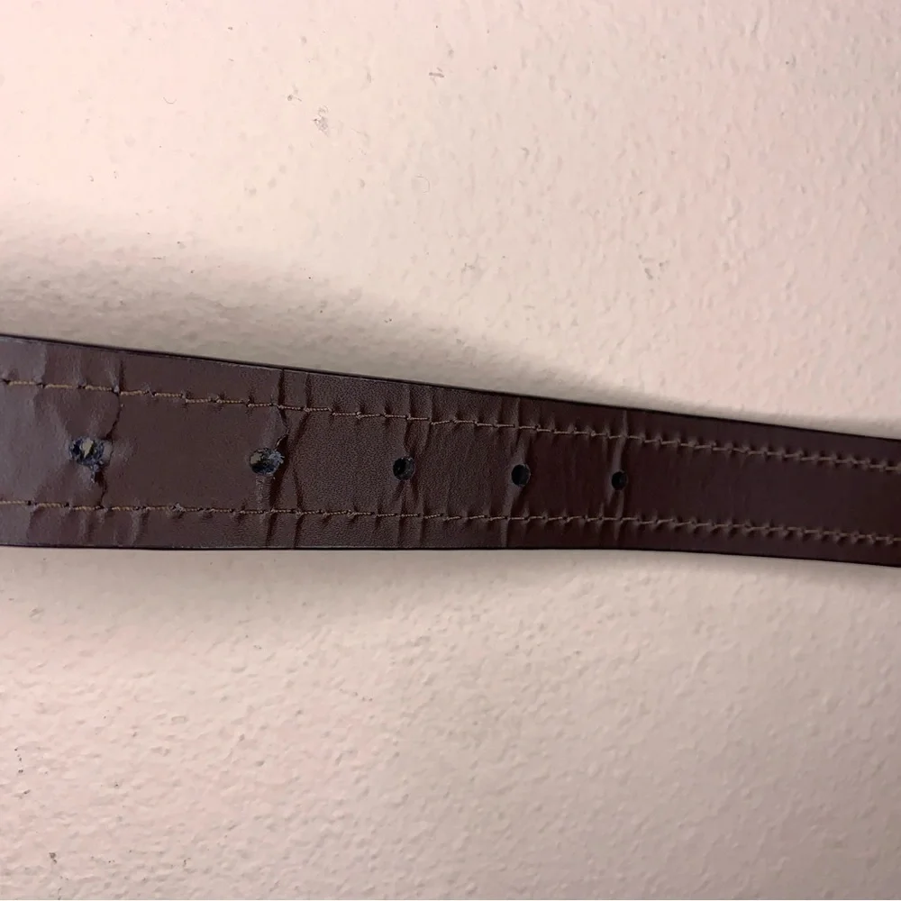 Size 36 Brown Leather Bonded Belt Classic Mens Silver Buckle Pebbled Leather